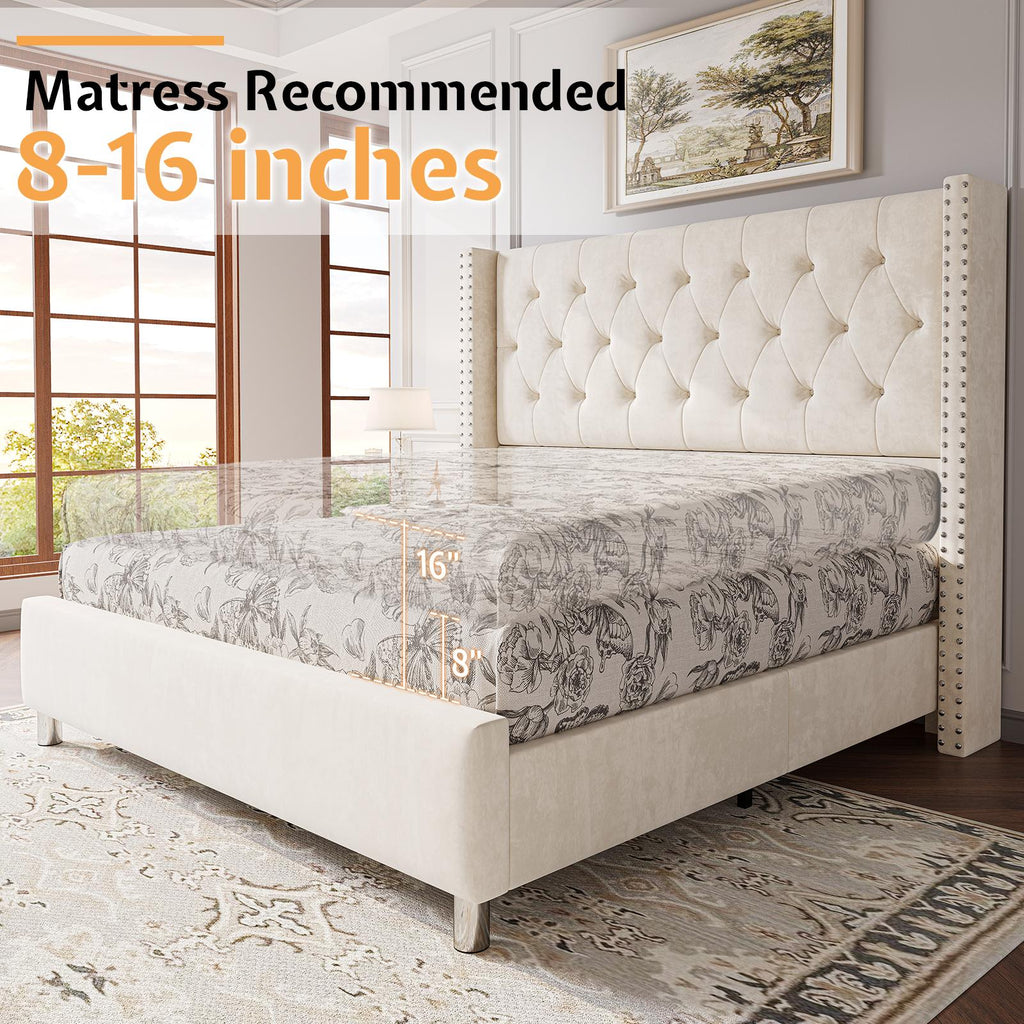 upholstered platform bed frame 50 inch velvet