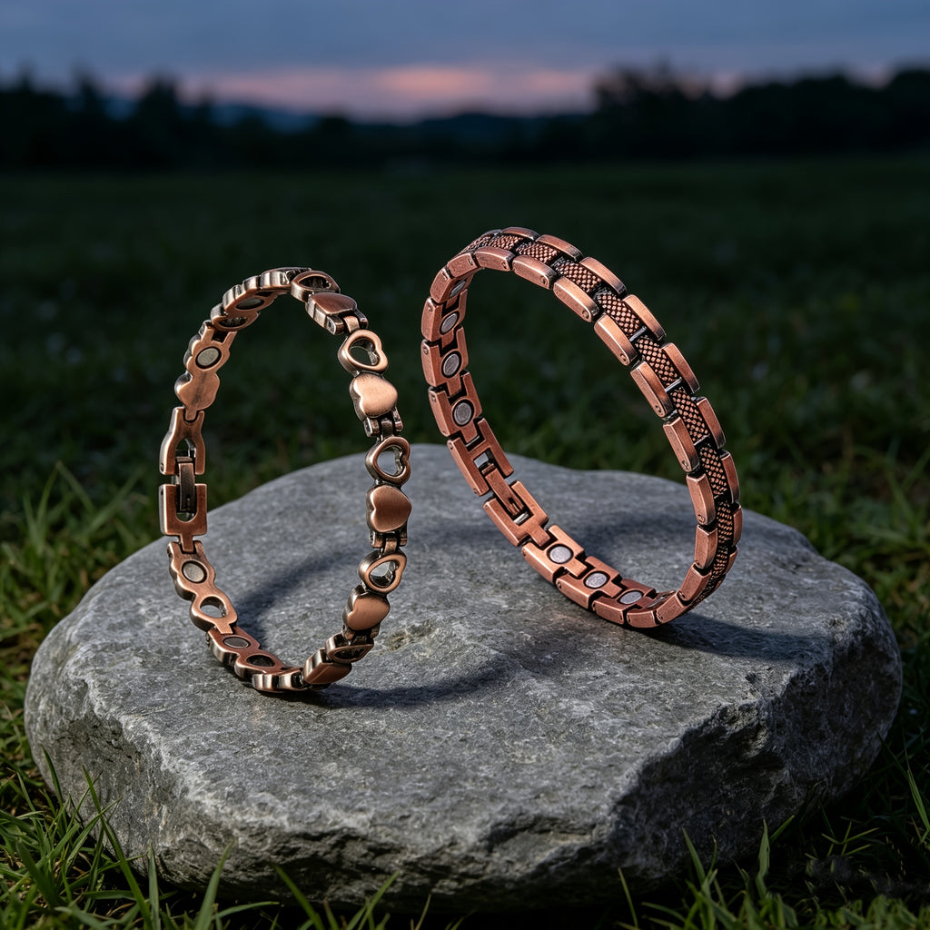 2pcs set womens copper magnetic anklets   a free size