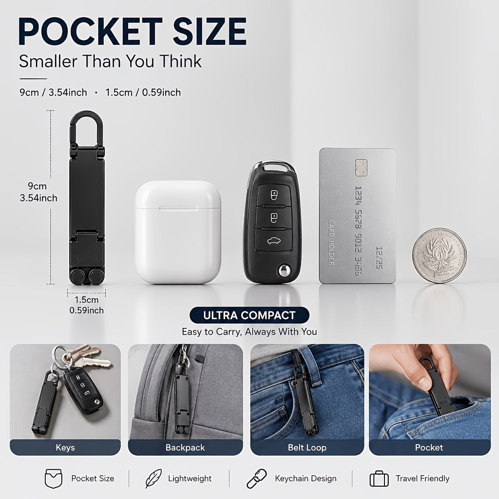 foldable mini keychain phone stand spring hook portable