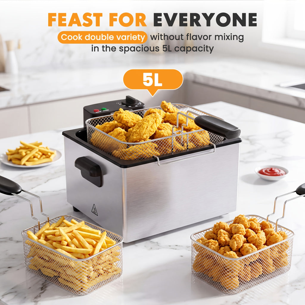 3 5l deep fryer home use 1800w   3 baskets