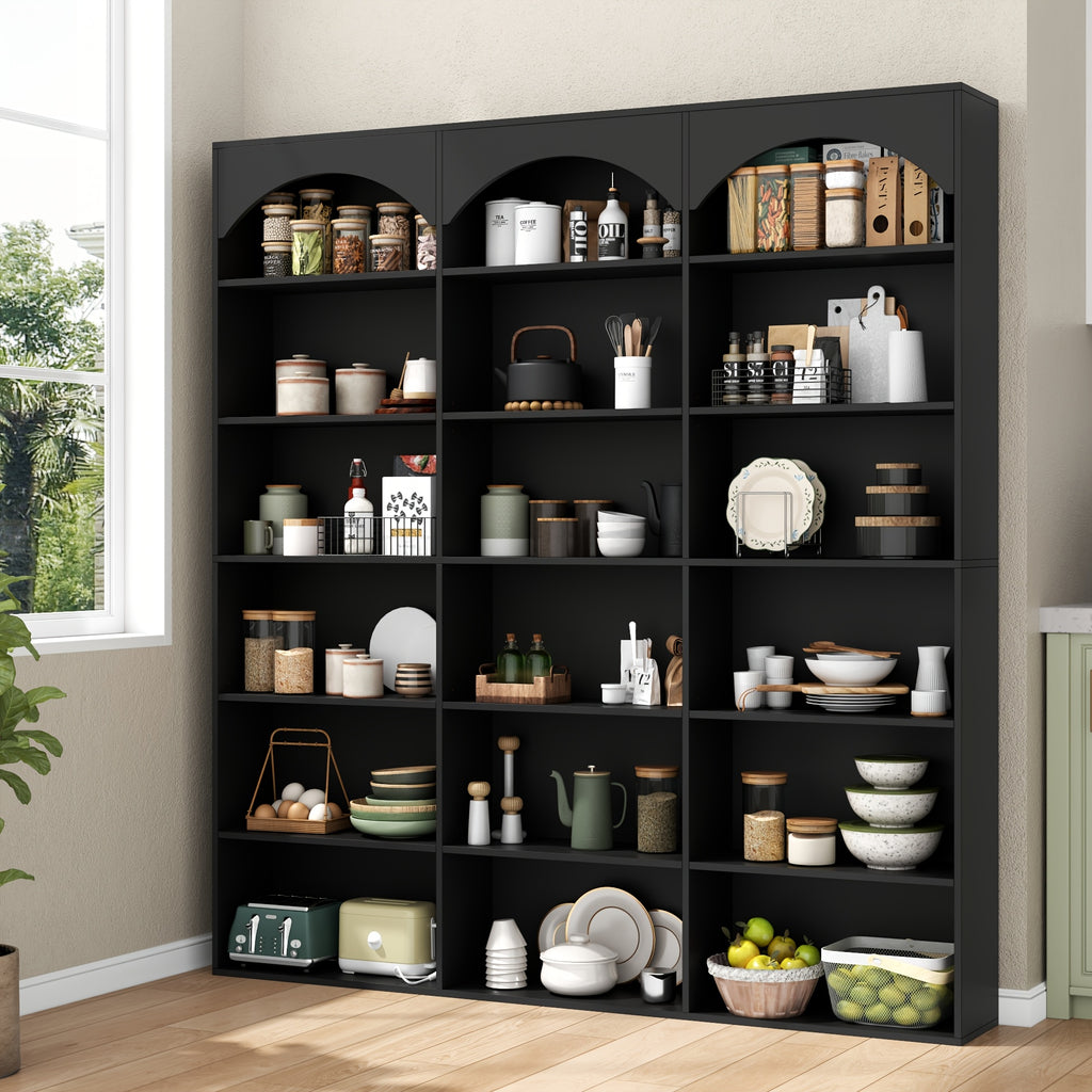 71 tall 7 tier arched bookcase modern triple wide bookshelf