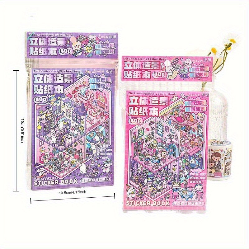 page soft colored cute character sticker book stackable