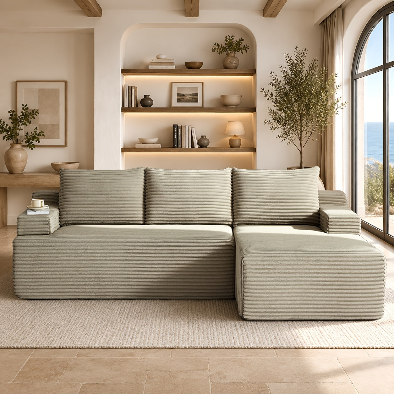 l shaped cloud sofa 3 seater corduroy sectional couch