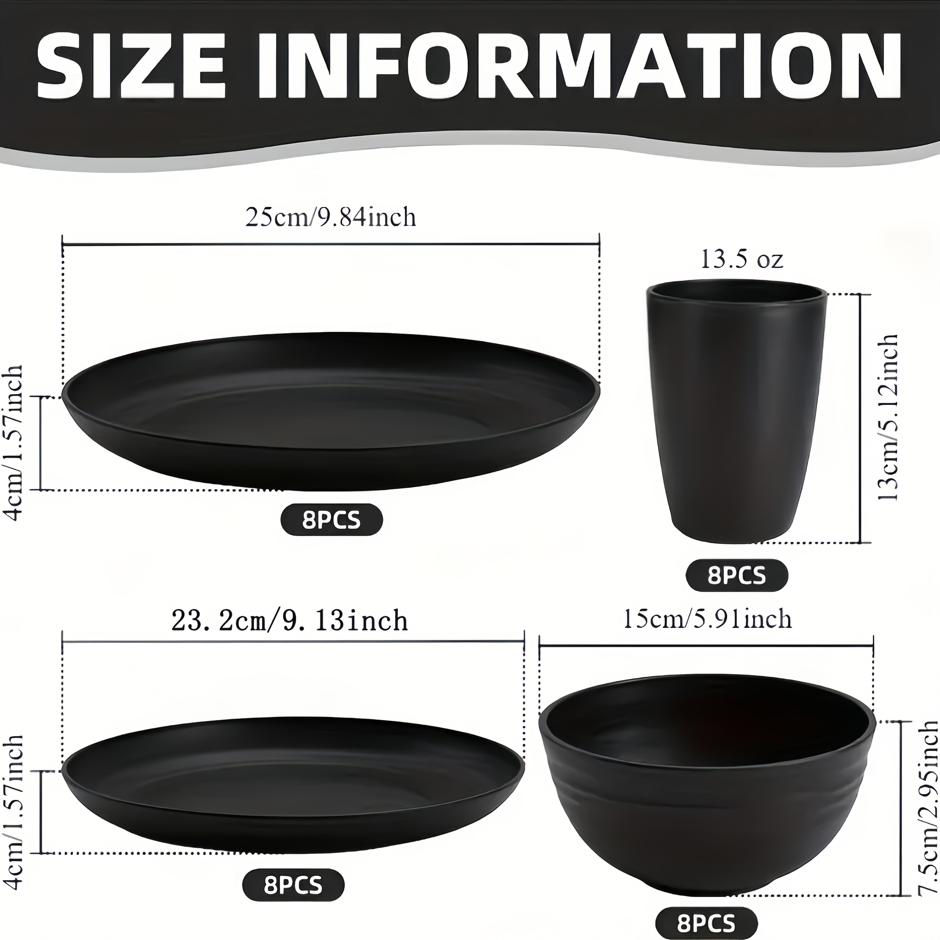 32 16pcs wheat straw large size dinnerware set service 8 4