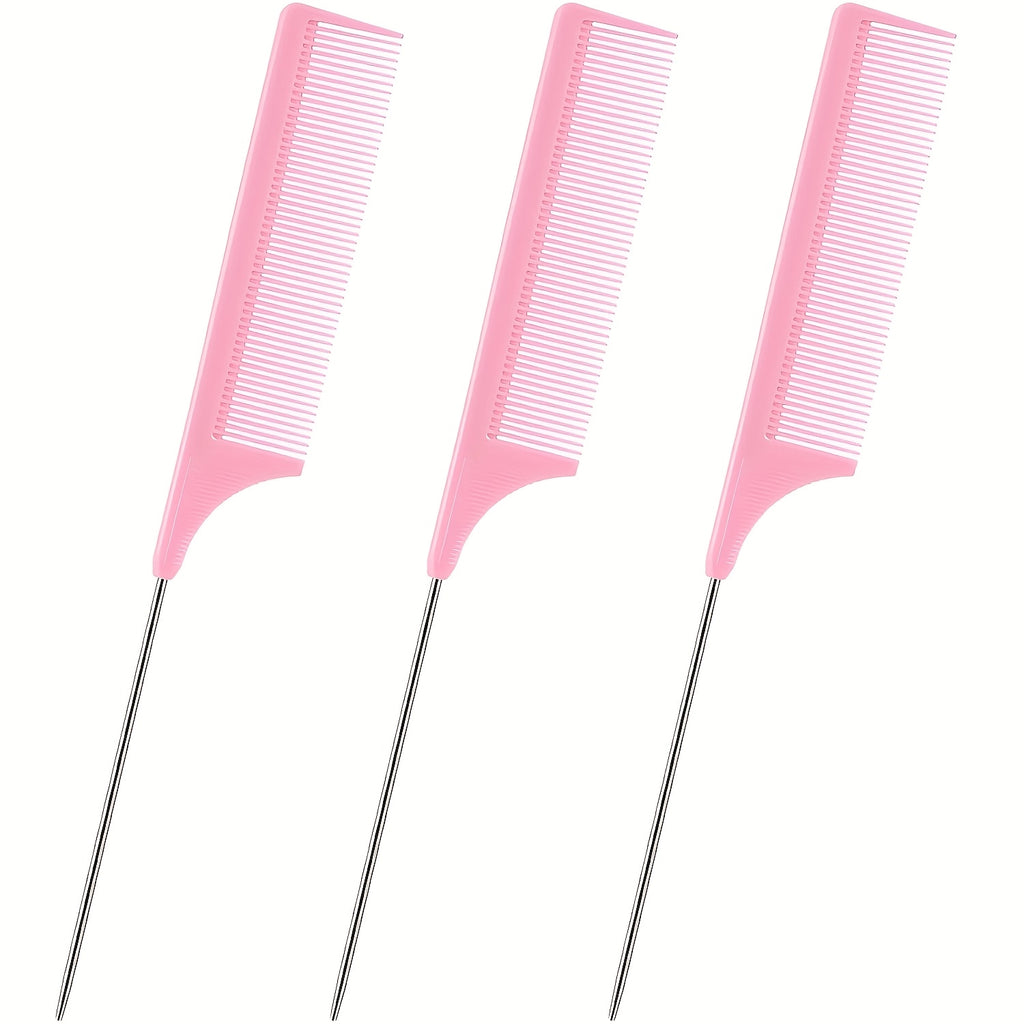 3 pack hair rat tail comb set parting teasing fine tooth