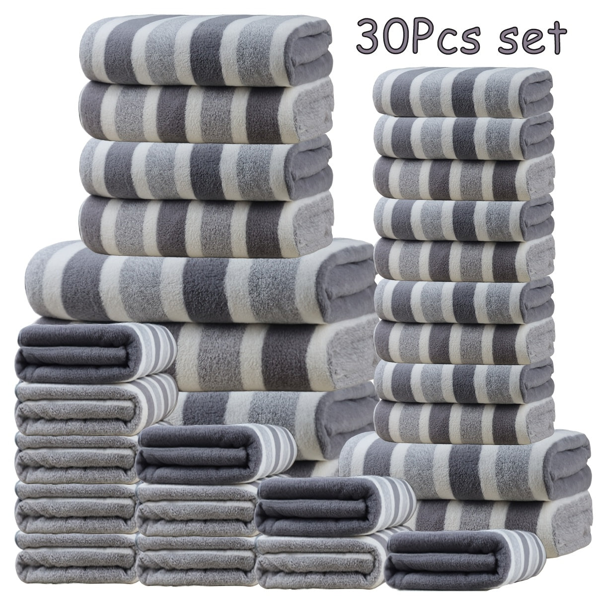 30pcs large wide   towel set quick