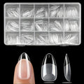 240pcs short almond nail tips clear nail tips pre shaped