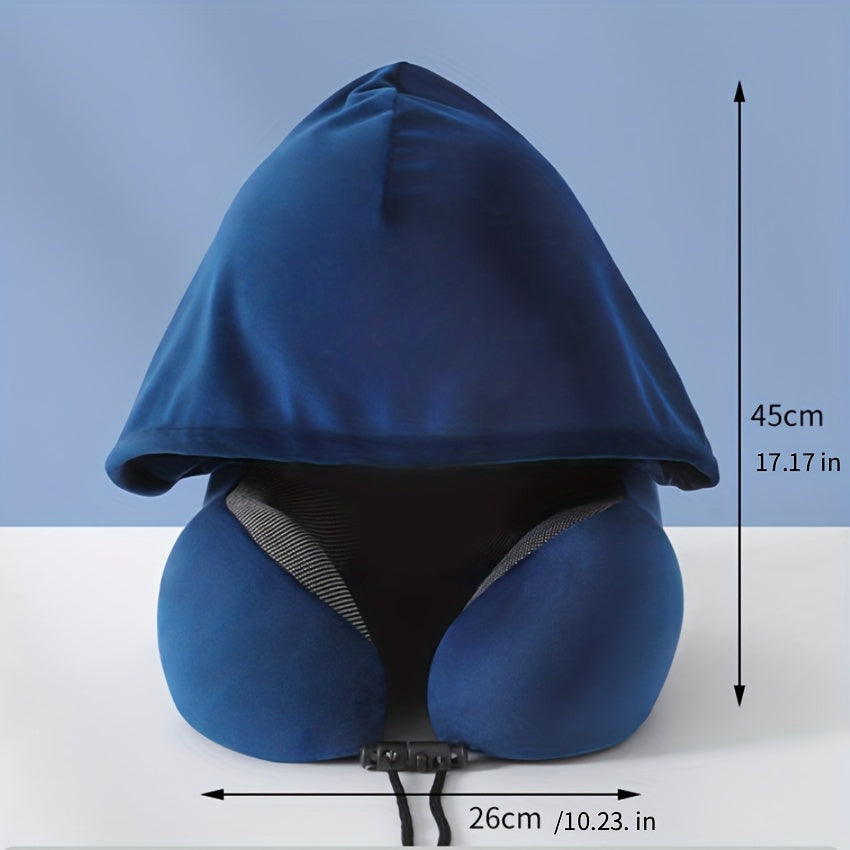 a neck pillow made a hood designed block light providing