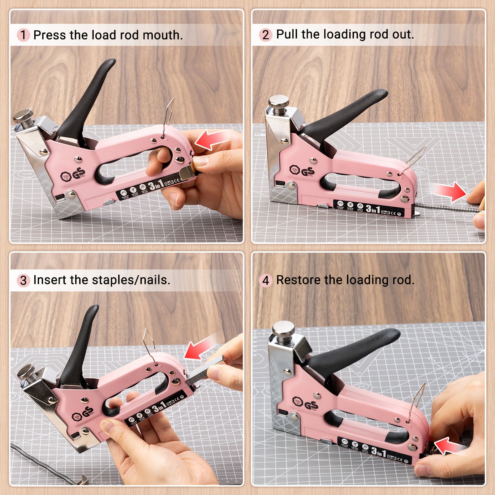 heavy duty 3 in 1 manual staple gun brad nailer kit staple