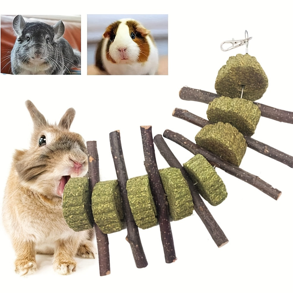14pcs bunny chew toys   hay   wood