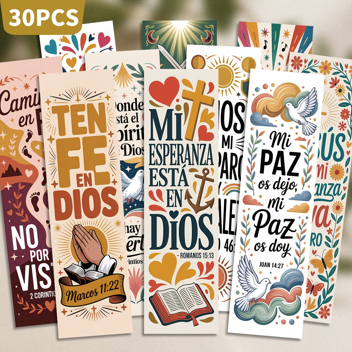 30pcs spanish christian bible verse bookmarks vintage floral