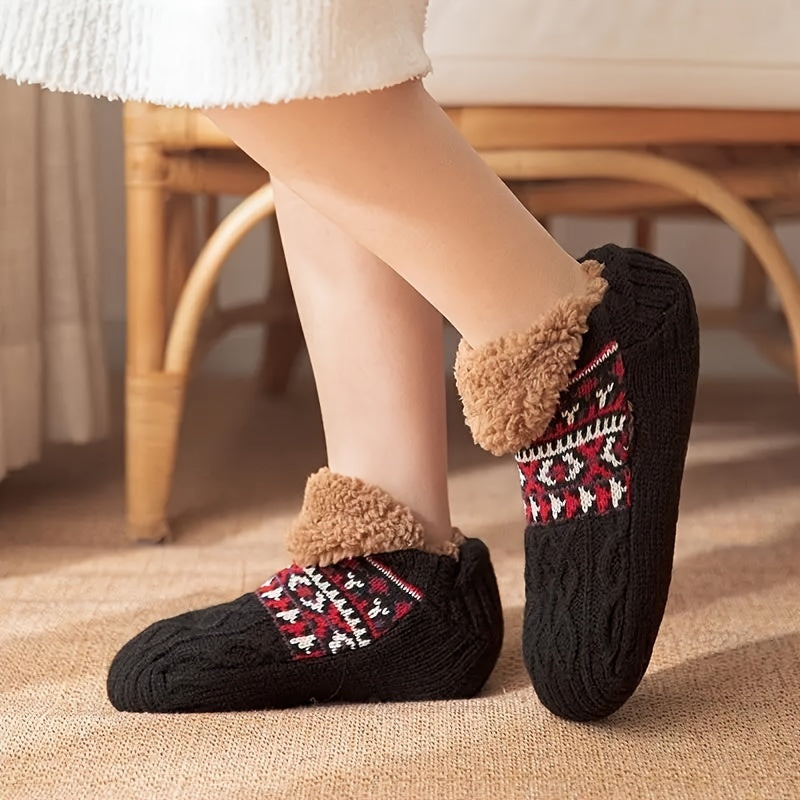 1 pair mens sherpa fluffy warm winter socks slippers non