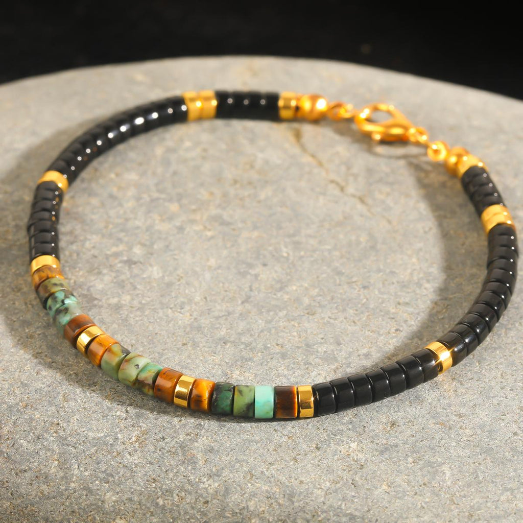 african agate tigers eye obsidian bead   bracelet