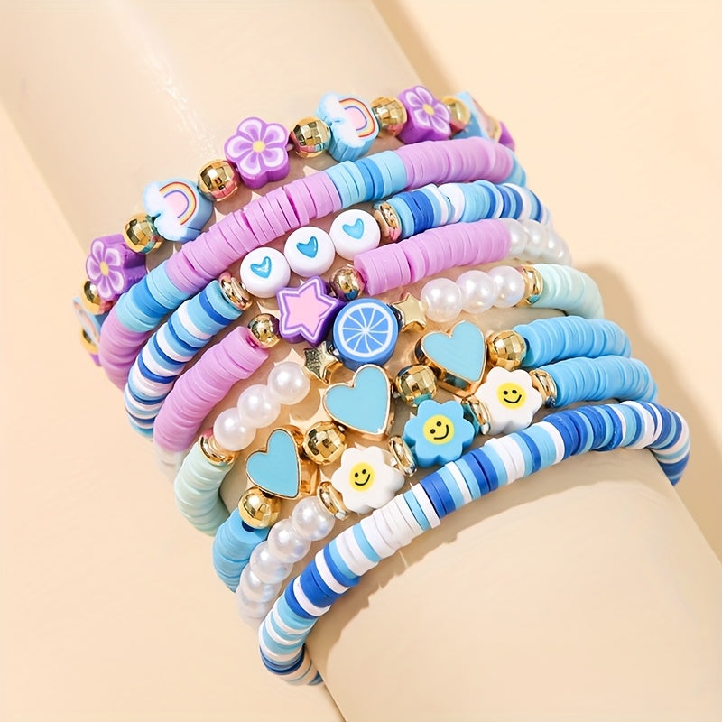 8pcs sweet cute floral heart themed pink multi layer