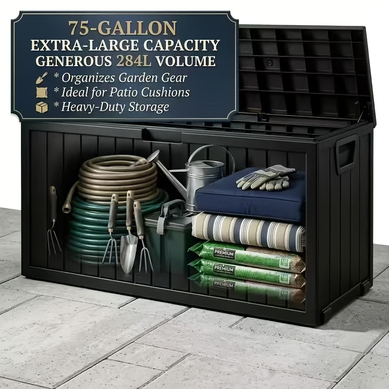 75 gallon outdoor storage box lockable   lid portable