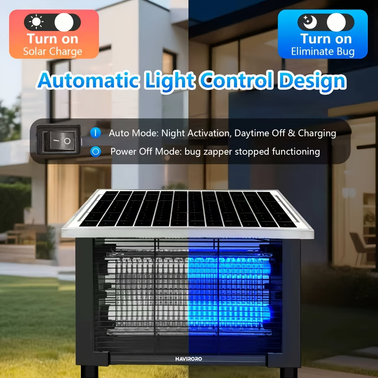 solar powered outdoor insect killer 4500v electric shock
