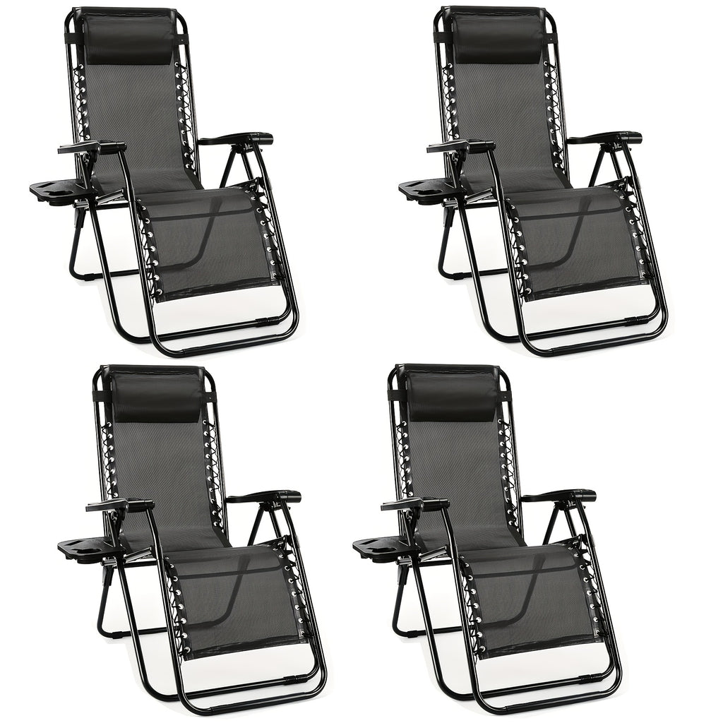 4pcs zero gravity lounge chairs foldable reclining outdoor