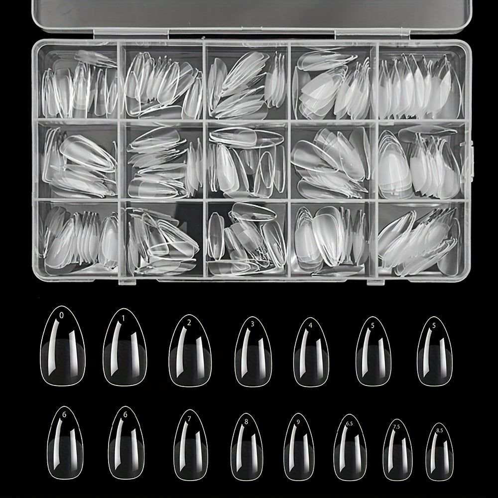 240pcs short almond nail tips clear nail tips pre shaped