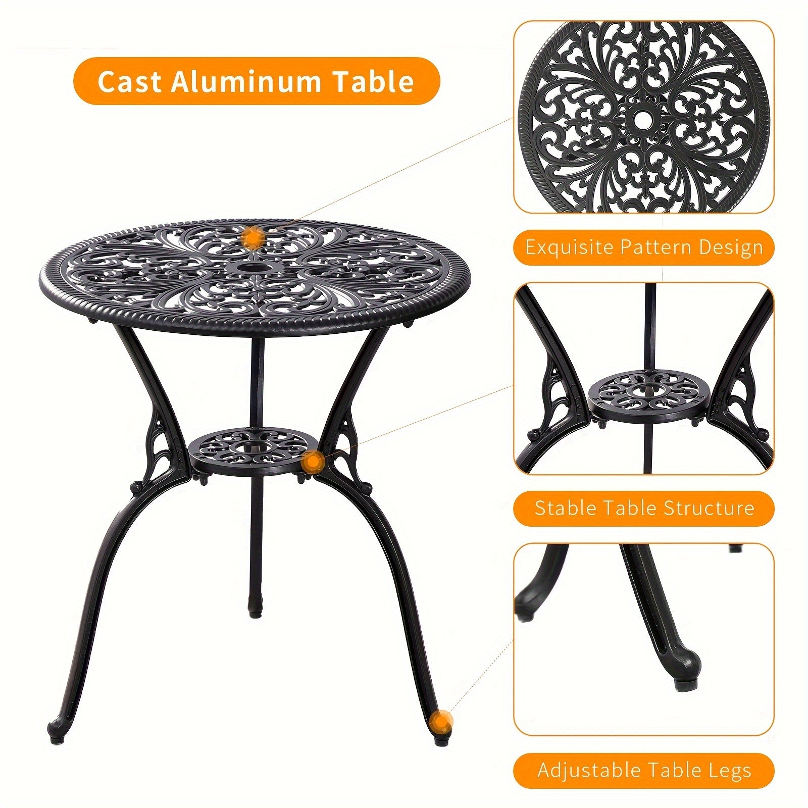 set 3pcs outdoor cast aluminum outdoor bistro
