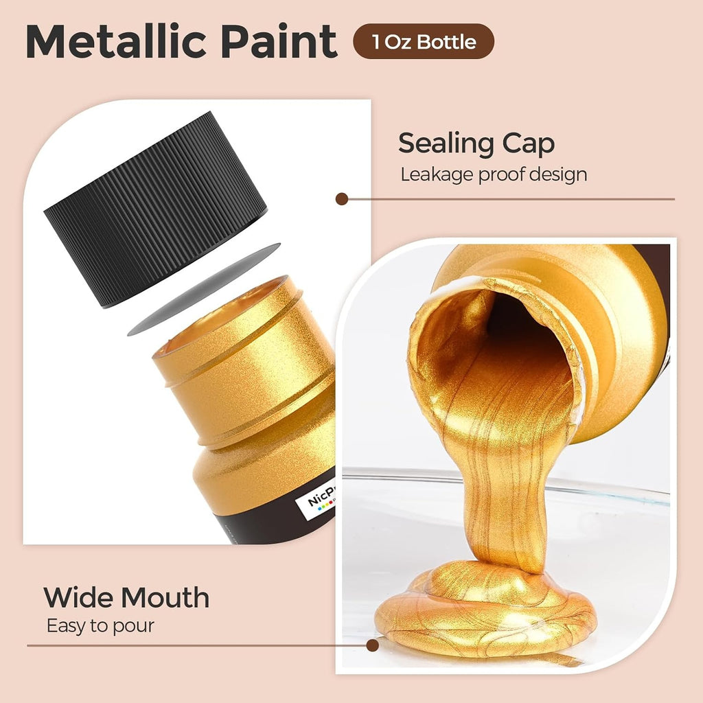12 colors metallic acrylic paint 1oz 30ml non toxic non