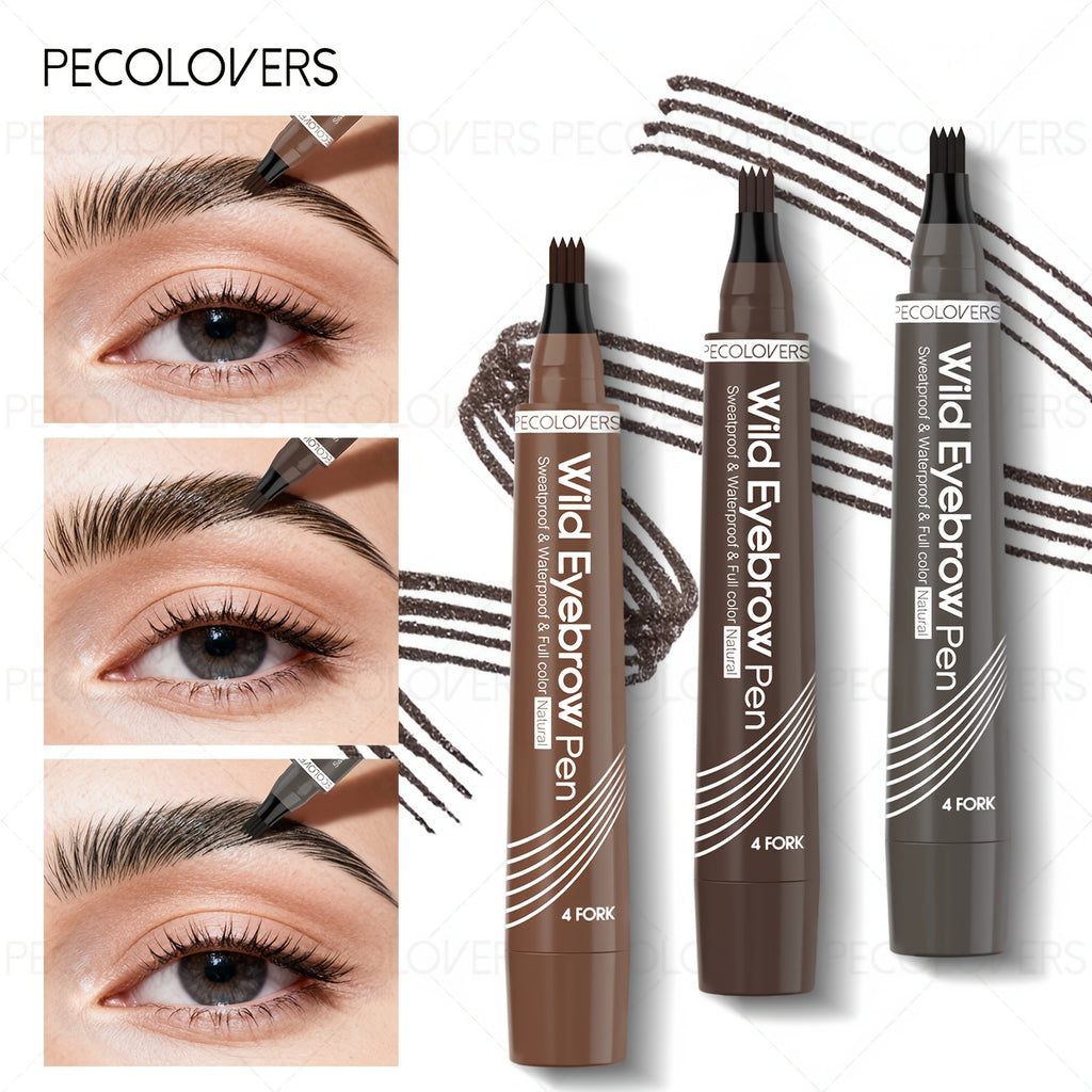 1pc waterproof eyebrow pen 6 colors featuring a 4 fork tip