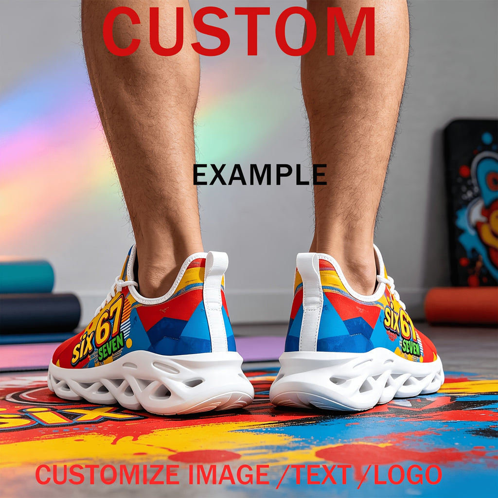 mens white plus size custom logo text image sneakers