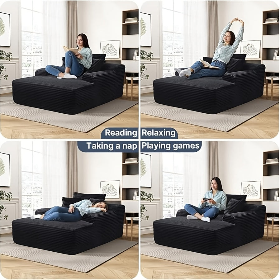 51 inch oversized boneless lounge chaise recliner corduroy