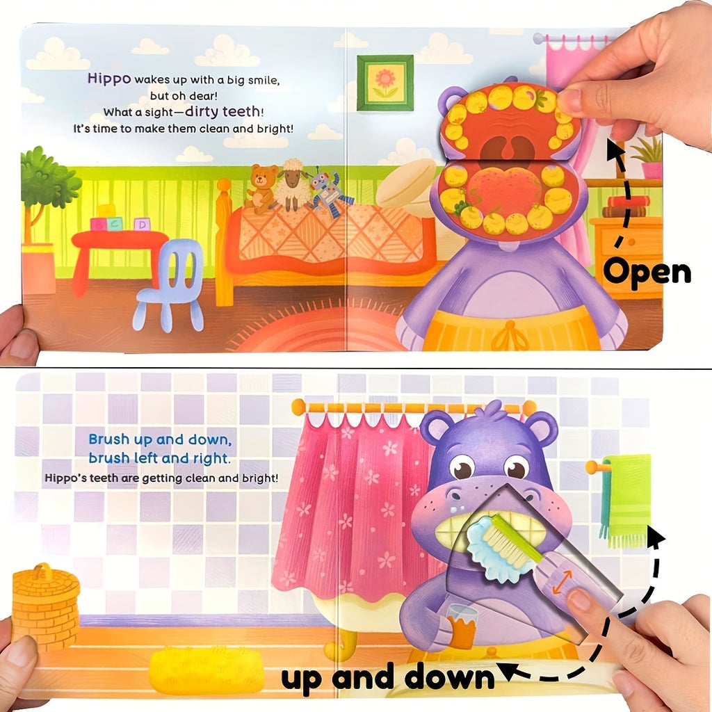 toothbrush adventure push pull books busy book parent