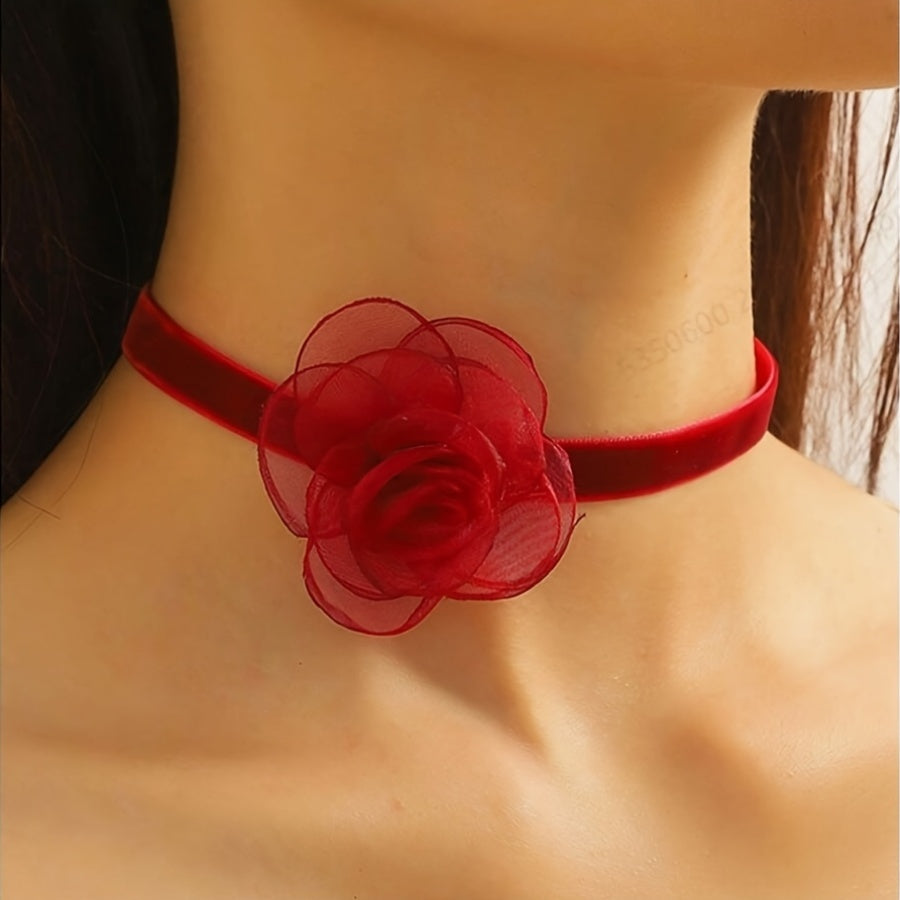 romantic   large rose flower necklaces a wide