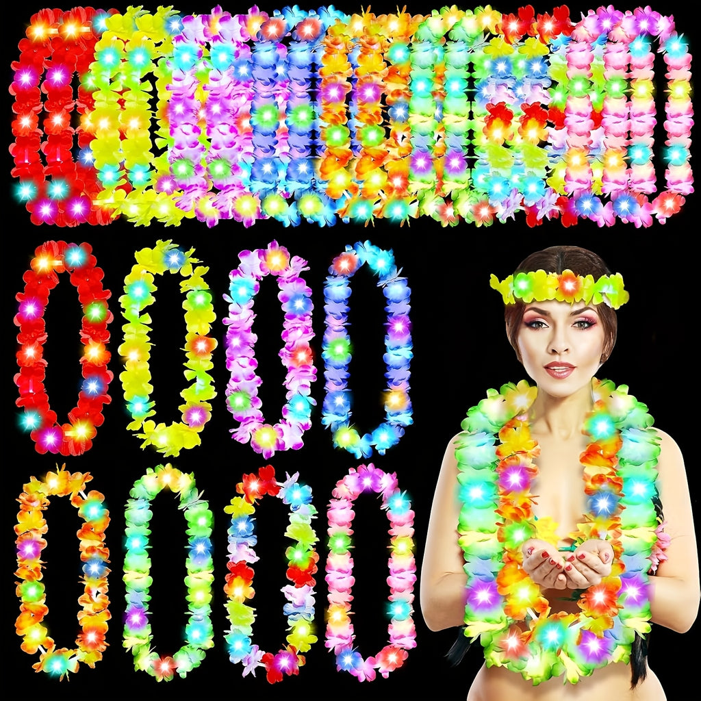 mikrones 26pcs illuminated hawaiian garland led lighting