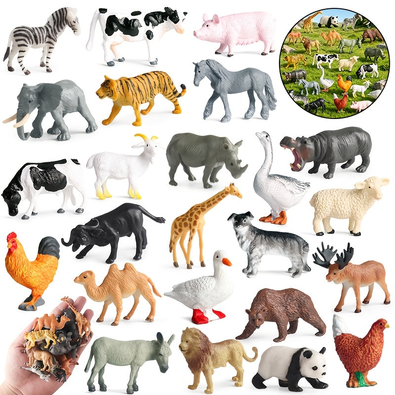 24pcs realistic animal figures set 12 wild animals 12 farm
