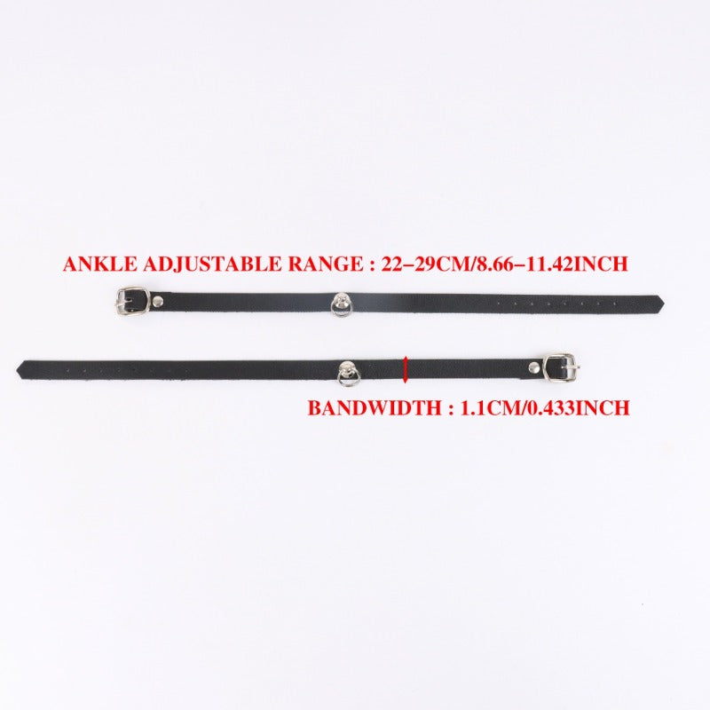 a pair pu black minimalist versatile thin ankle straps