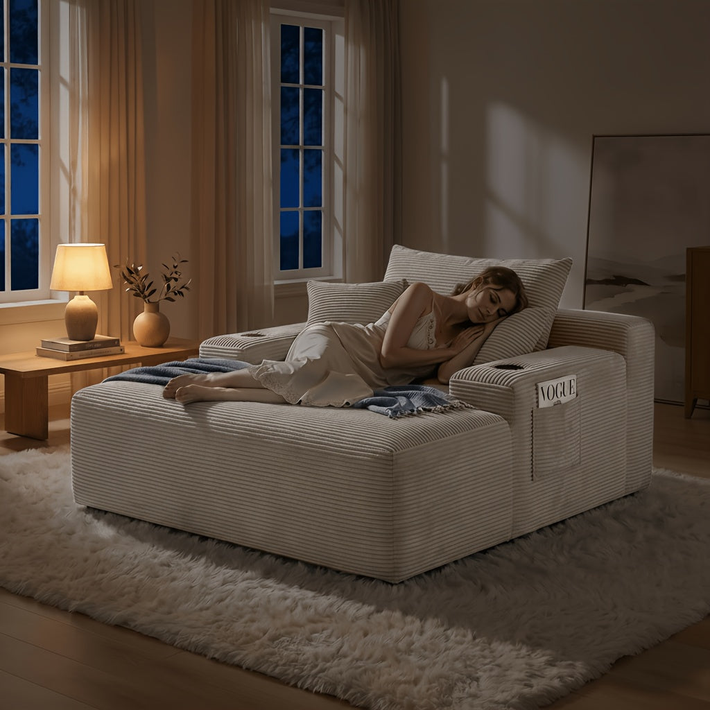 extra large boneless sofa chaise lounge cup holder side