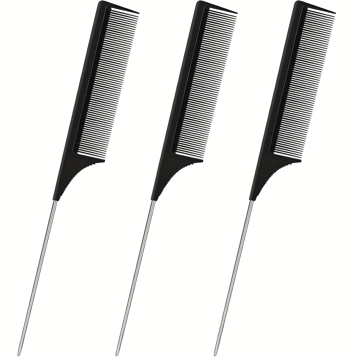 3 pack hair rat tail comb set parting teasing fine tooth