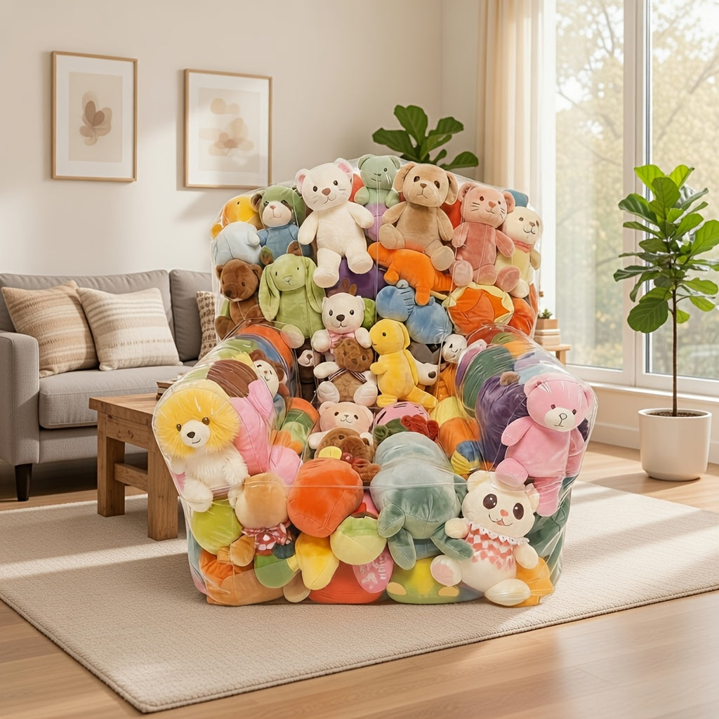 1pc large capacity transparent bean bag plush animal storage