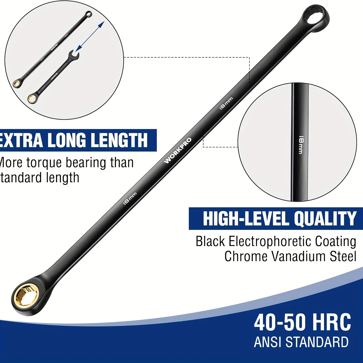 extra long ratcheting wrench set 10pcs anti slip