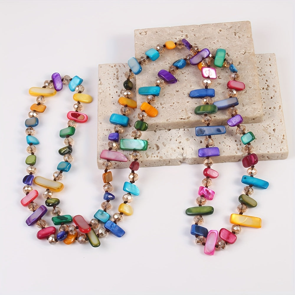 a creative bohemian style colorful resin multi layer long
