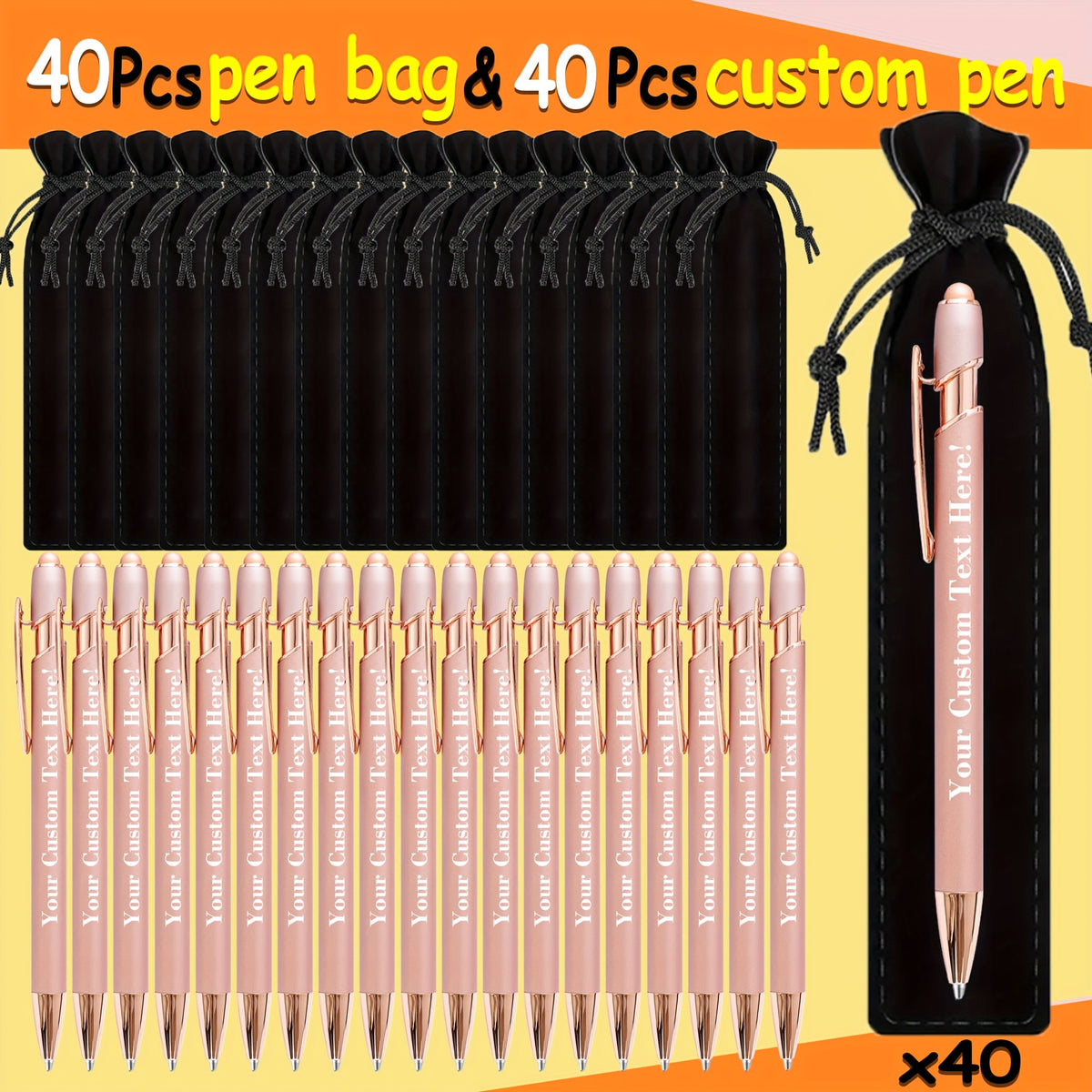 set 80 custom engraved ballpoint pens including a pen case