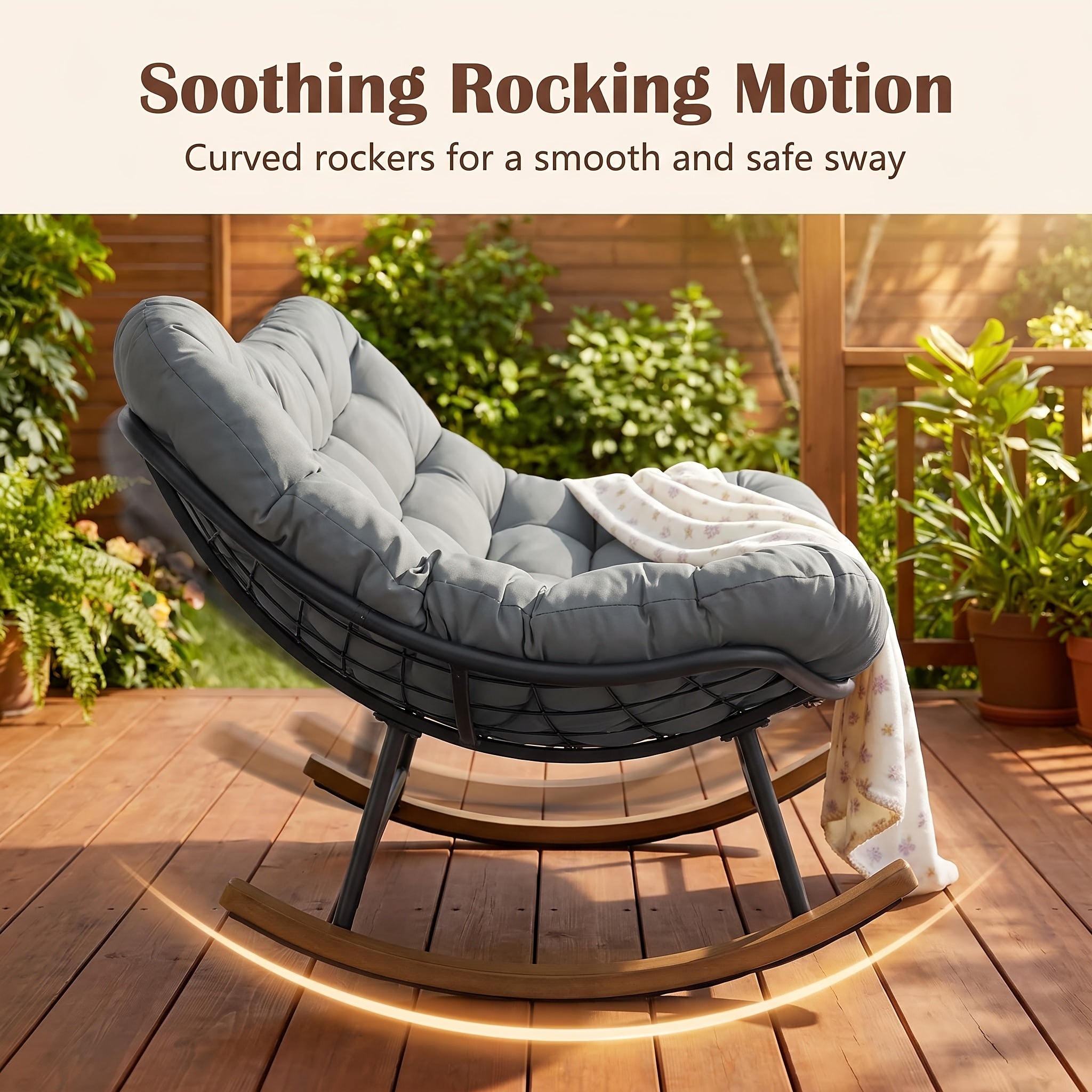 oversized double papasan rocking chair large curved seat