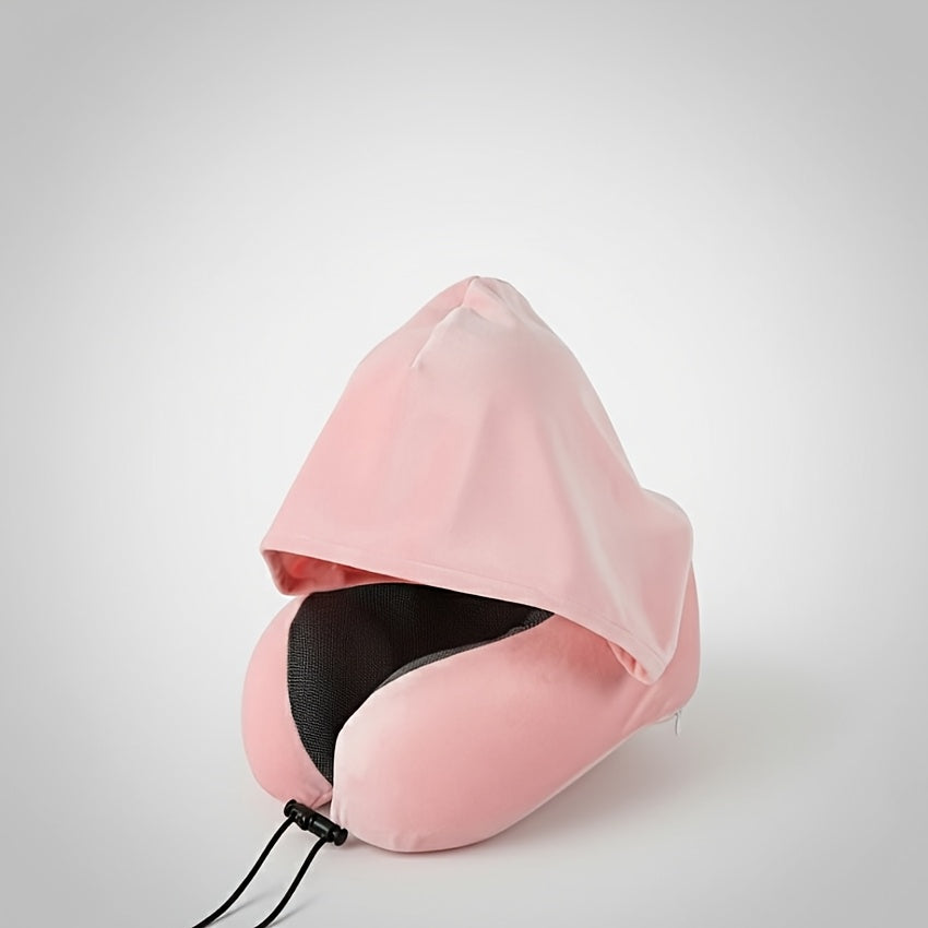 a neck pillow made a hood designed block light providing