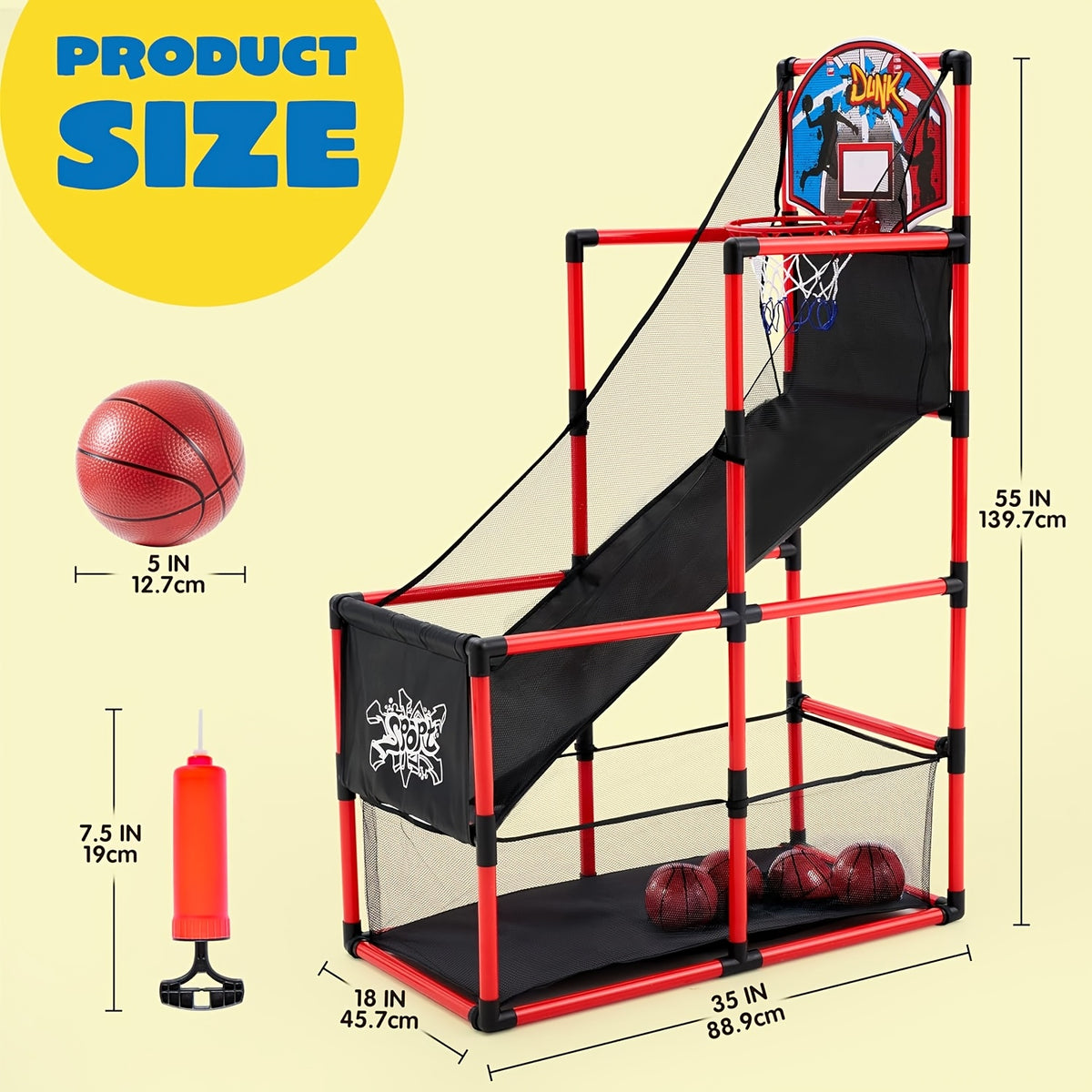 arcade basketball game set 4 balls   3 years old