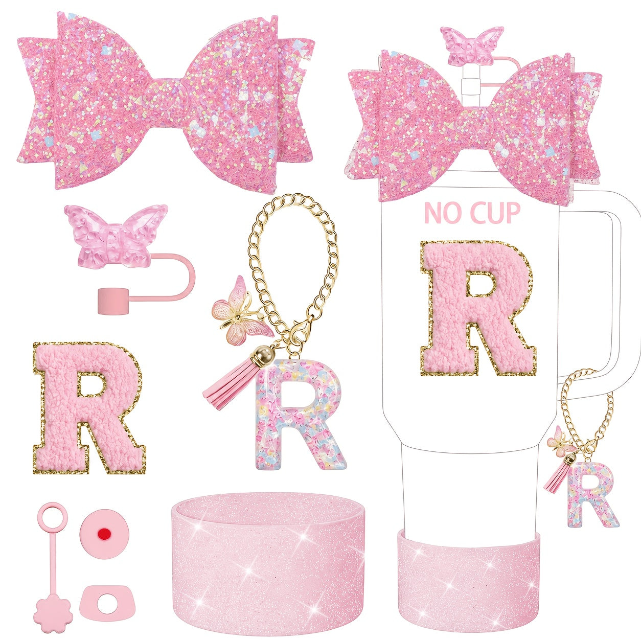 8pcs additions set 30oz 40oz tumbler cup including straw top