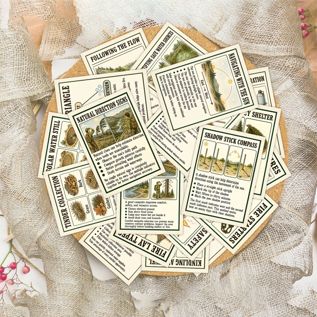50pcs wilderness survival skill postcards vintage outdoor