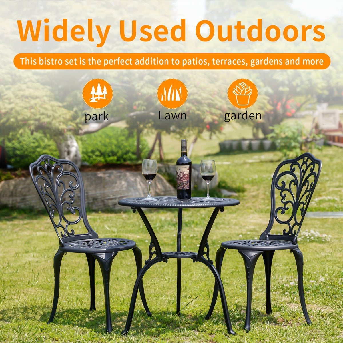 set 3pcs outdoor cast aluminum outdoor bistro