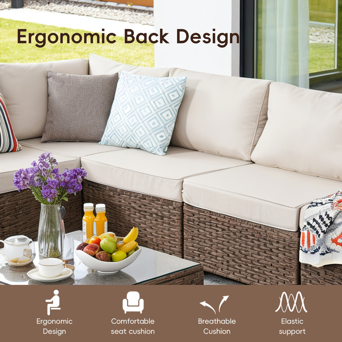 7pcs 5pcs outdoor patio furniture sectional sofa