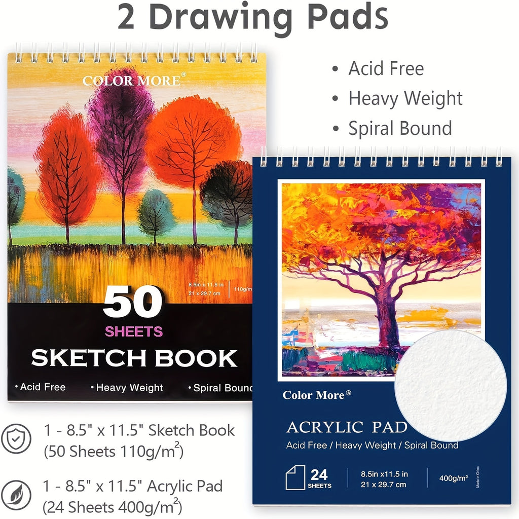 175pcs   set 2 drawing pads crayons acrylic paints