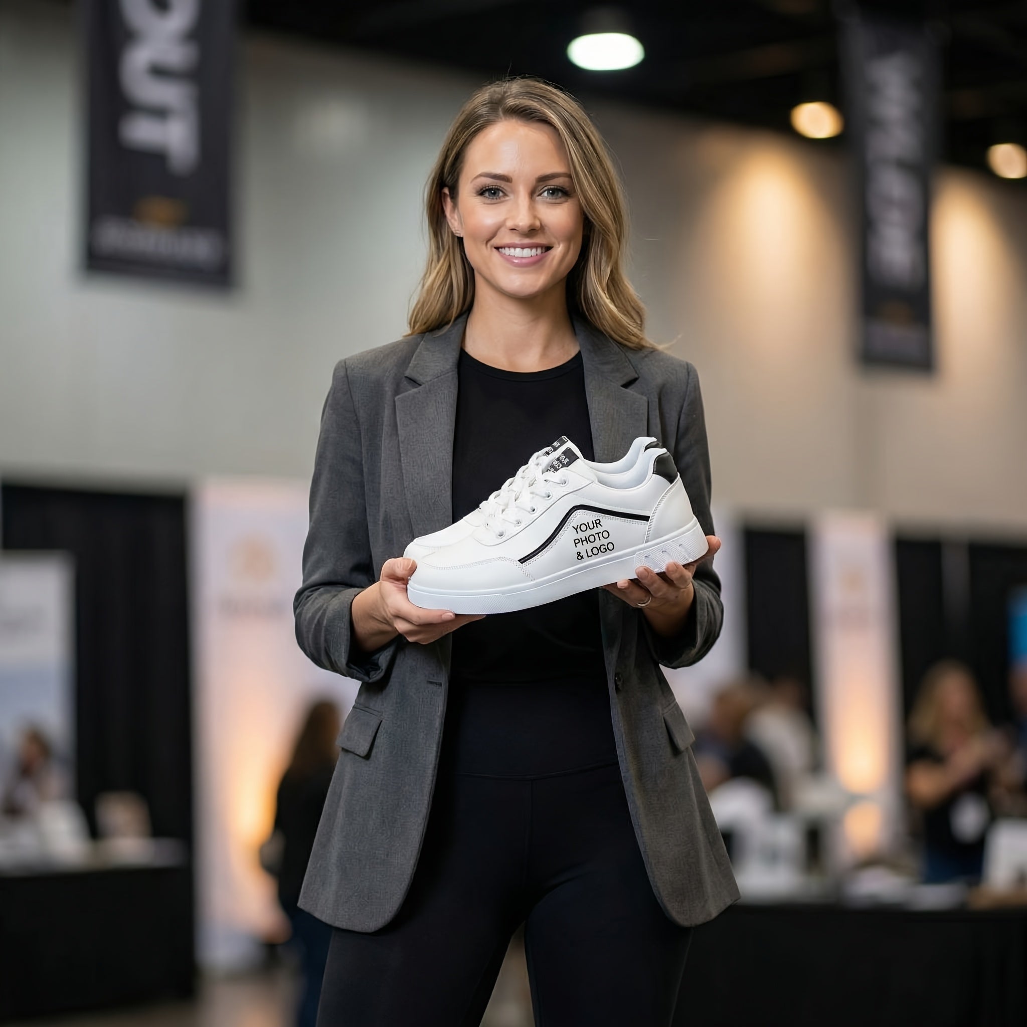 sneakers custom photo image text name black white low top