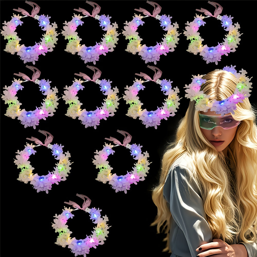30 glowing led womens headbands lilac flower decorations
