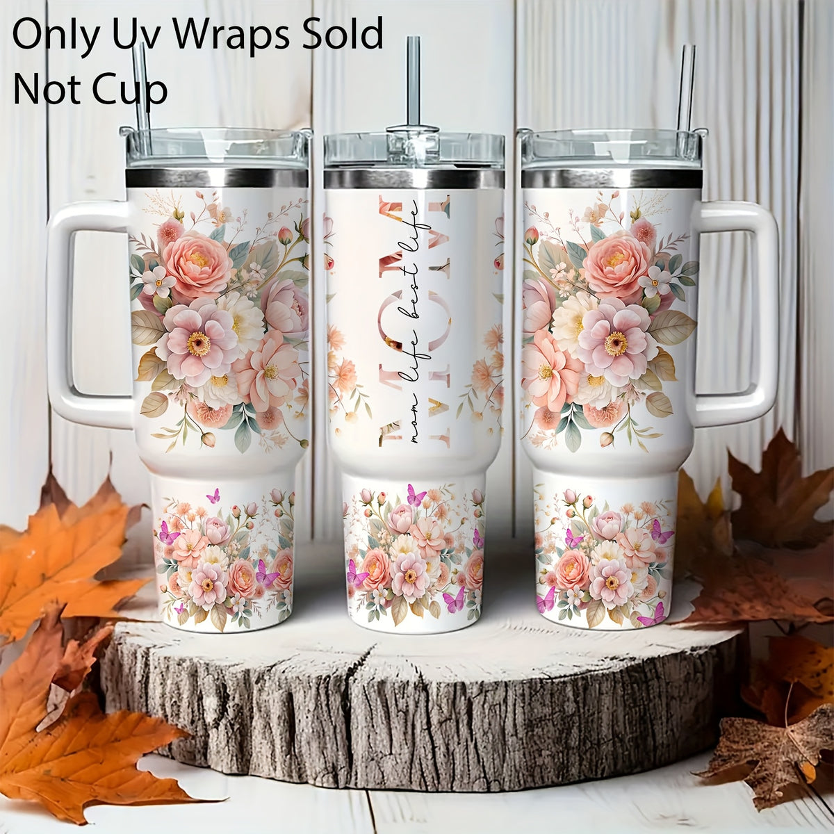 2pcs floral themed mom life transfer 40oz   glasses