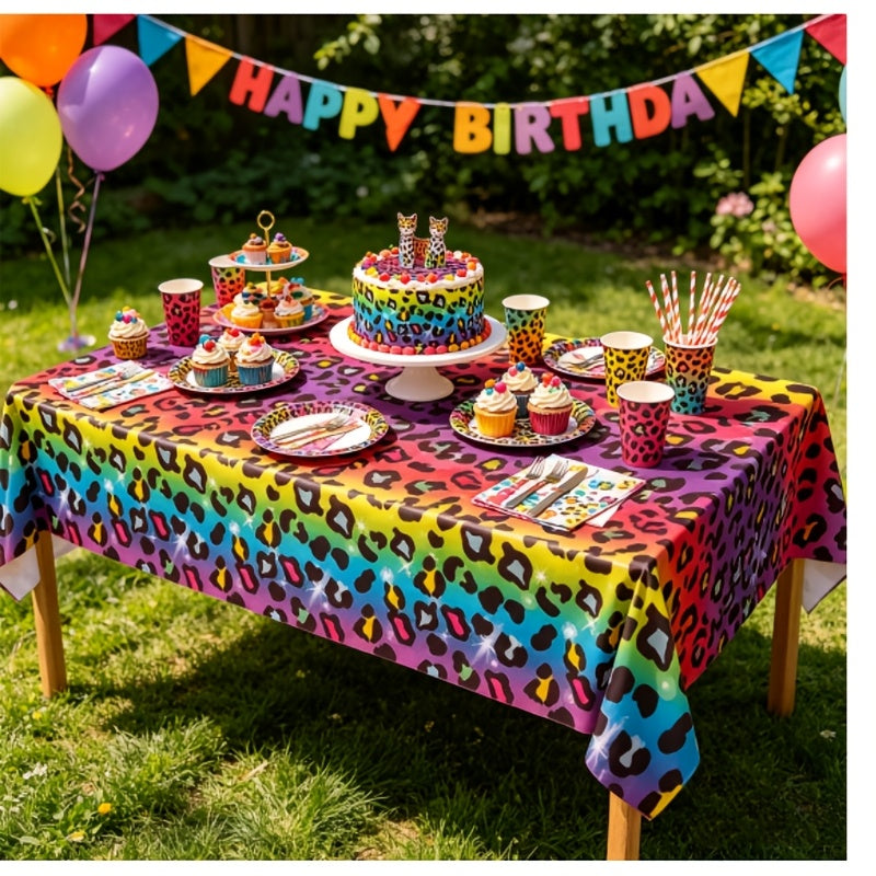 1pc   leopard print birthday tablecloth